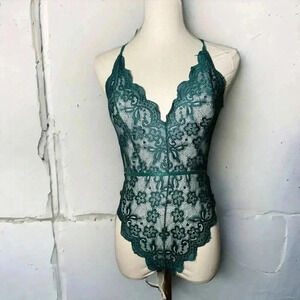 NWT AVIDLOVE EMERALD GREEN LACE  BODYSUIT S